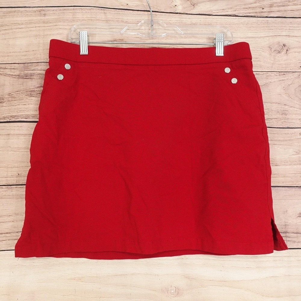 Rafaella Skort Womens L Red Knit Short Lined Elastic Waist Pull On Casual